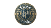 Vintage-inspired Classic Puzzles logo featuring ornate design with key and shield emblem