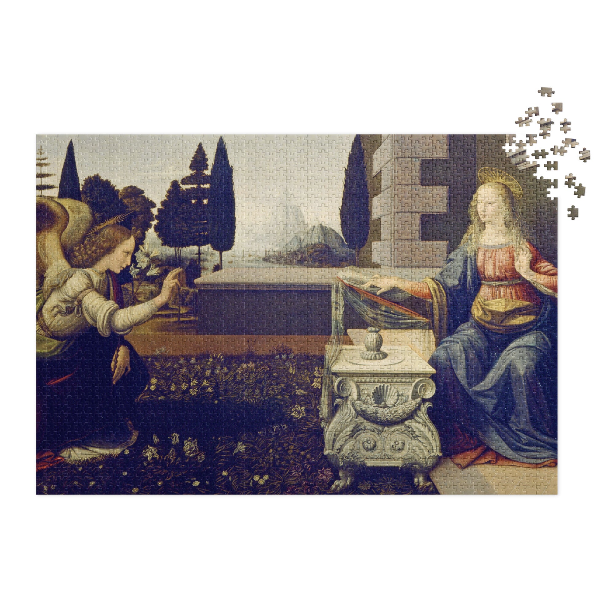 Annunciation by Leonardo da Vinci Puzzle in Tin featuring Renaissance artwork in glossy finish
