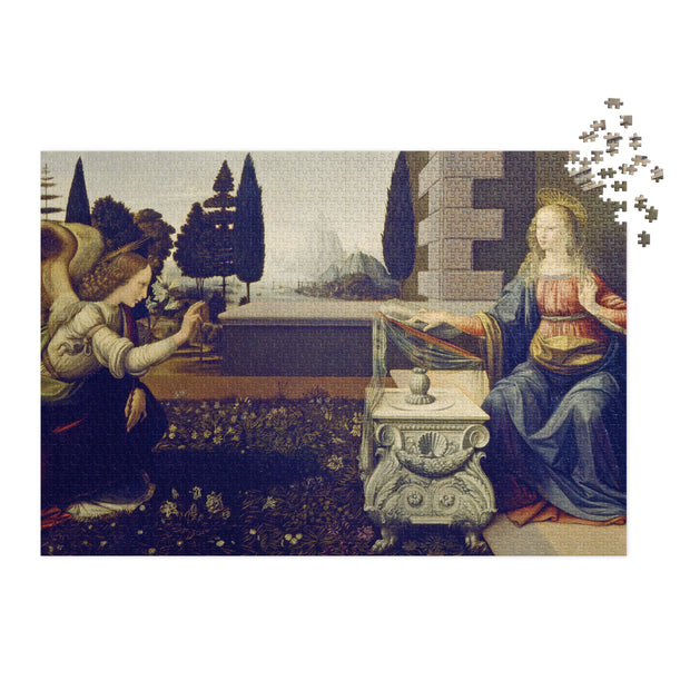 Annunciation by Leonardo da Vinci Puzzle in Tin featuring Renaissance artwork in glossy finish