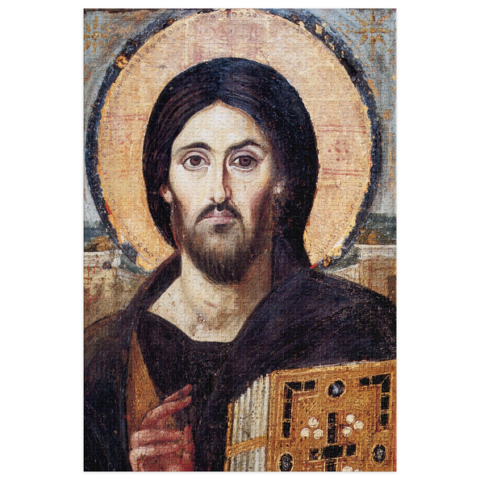 Christ Pantocrator from Saint Catherine’s Monastery Puzzle in Tin, Byzantine icon art on jigsaw
