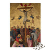 Crucifixion of Christ by Fra Angelico Puzzle in Tin showing the emotional intensity of the scene, Virgin Mary, and Roman soldiers.