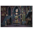 Gothic Angel Music Room Jigsaw Puzzle in Tin showing a gothic angel with a string instrument in a candlelit, vintage setting.