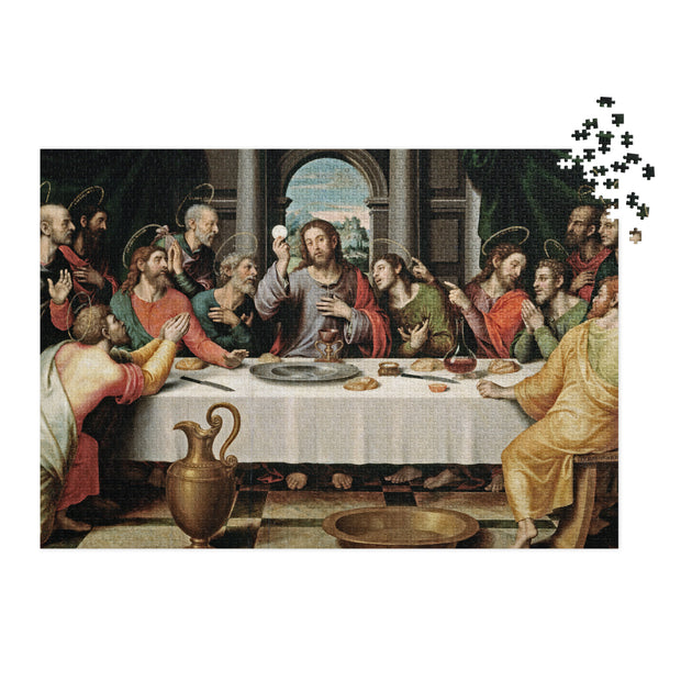The Last Supper by Joan de Joanes Puzzle in Tin, 1000 piece jigsaw depicting famous painting, presented in a glossy finish tin box.