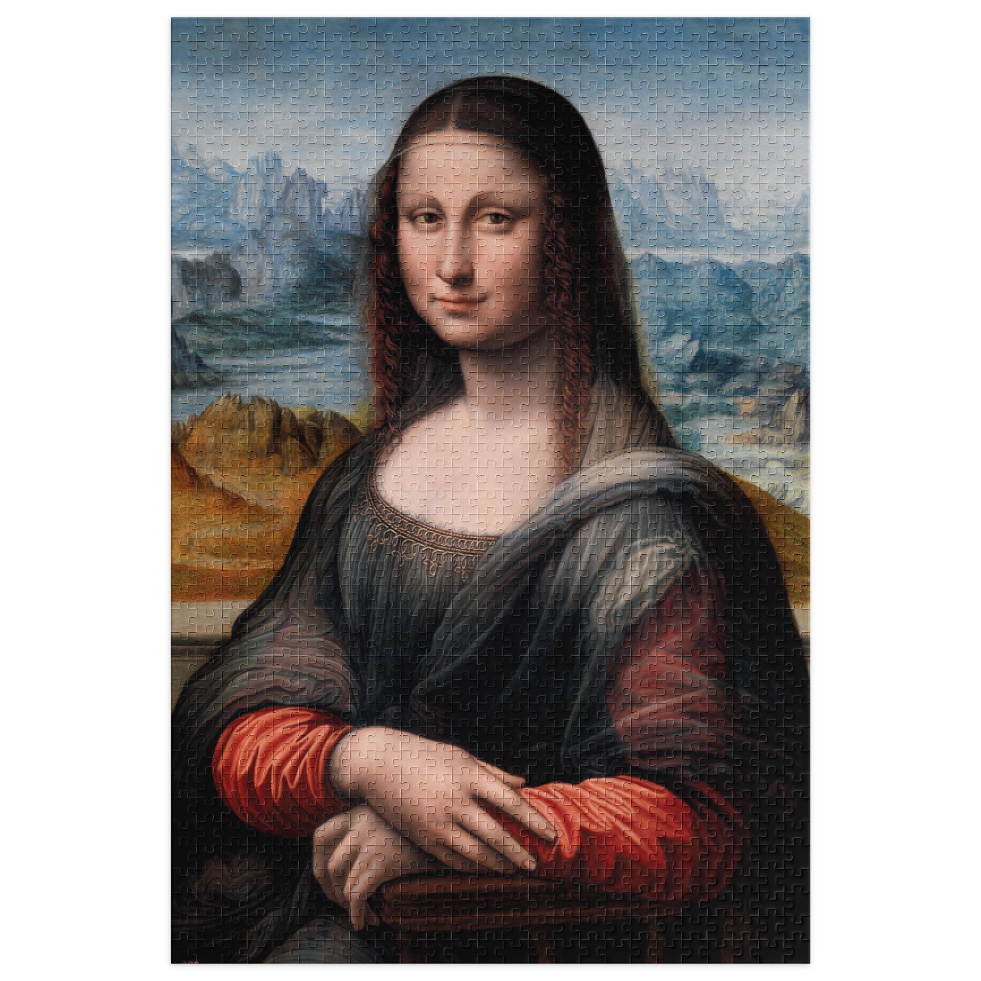 Mona Lisa by Leonardo da Vinci Puzzle in Tin featuring the iconic painting in glossy finish, ideal for gifting and available in various sizes.