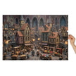 Mouse Market Town Jigsaw Puzzle in Tin featuring a vibrant mouse village with market activity and charming cottages, housed in a tin.