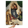 Sistine Madonna by Raphael Puzzle in Tin showing iconic Renaissance artwork on glossy jigsaw, available in multiple sizes.